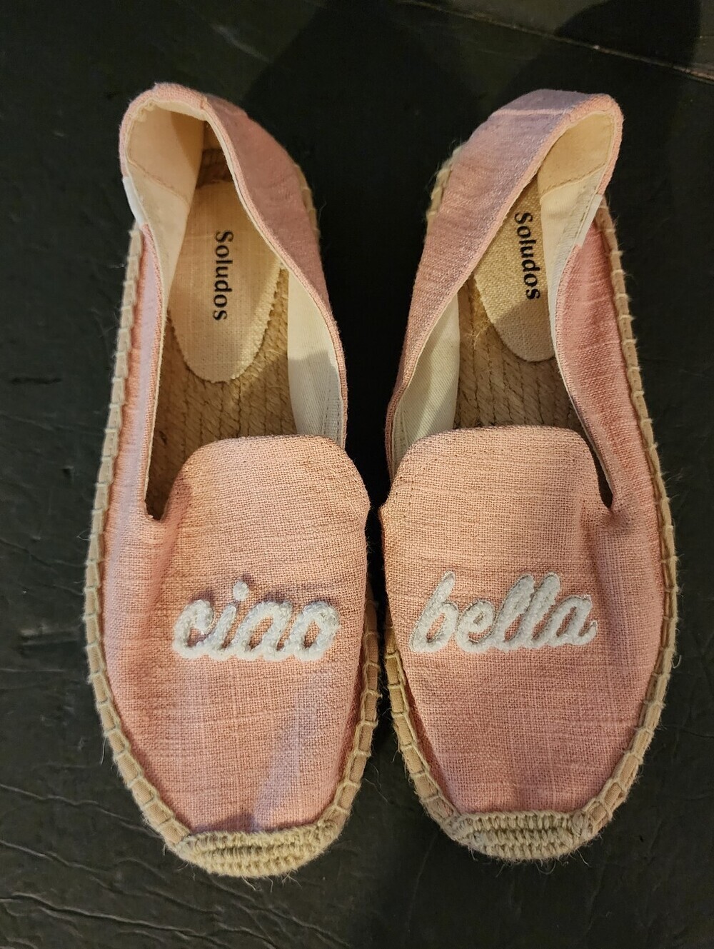Soludos Ciao Bella Pink Espadrilles Canvas Slip On Shoes Womens Size 8